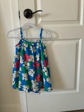 Hanna Andersson Blue Floral Spaghetti-Strap Tank